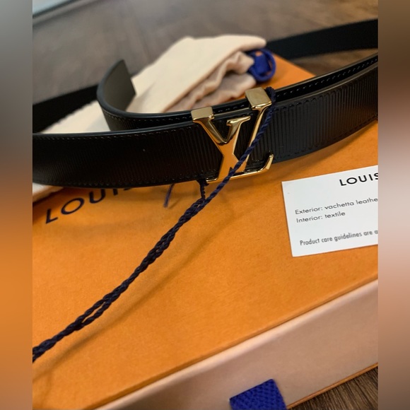 NEW Louis Vuitton elegant black evening belt LV INITIALES 20MM couture NOIR 75. - Picture 5 of 8